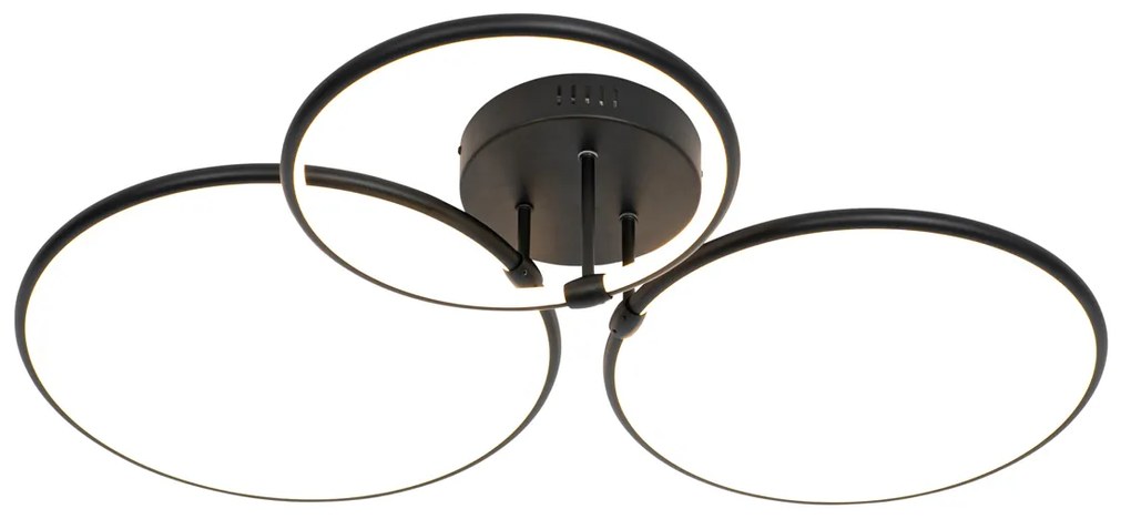 Таванна лампа черна с LED 3-степенна димируема 3-светлина - Joaniqa