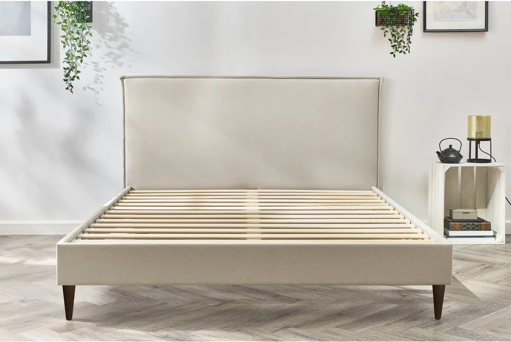 Бежово тапицирано двойно легло с решетка 180x200 cm Sary - Bobochic Paris