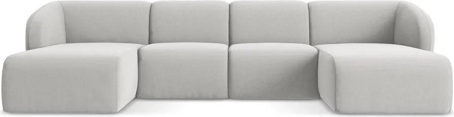 Светлосив кадифен ъглов диван (U форма) Lani – Makamii