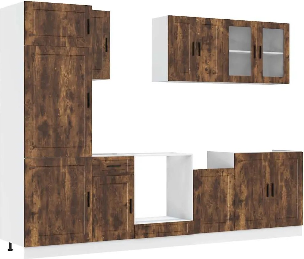 3314816 vidaXL Комплект кухненски шкафове от 8 части "Porto" опушен дъб, инженерна дървесина