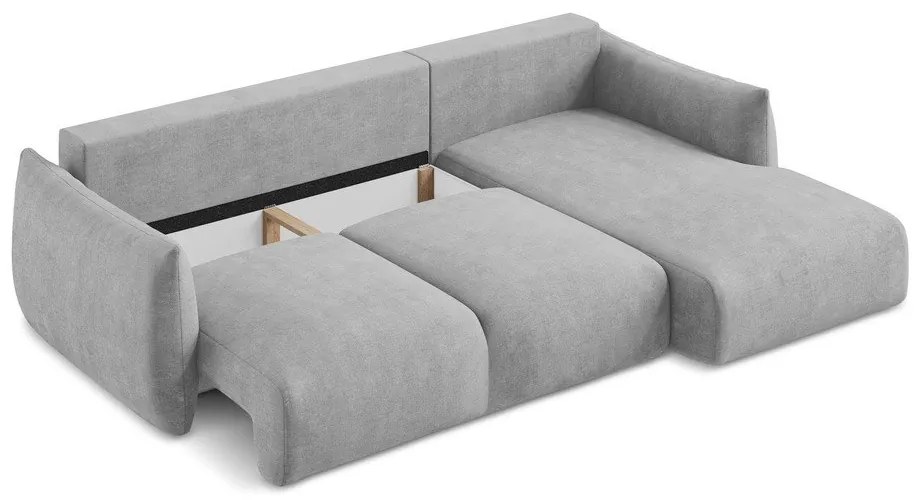 Светлосив шенилов сгъваем ъглов диван (десен ъгъл) Leila – Makamii