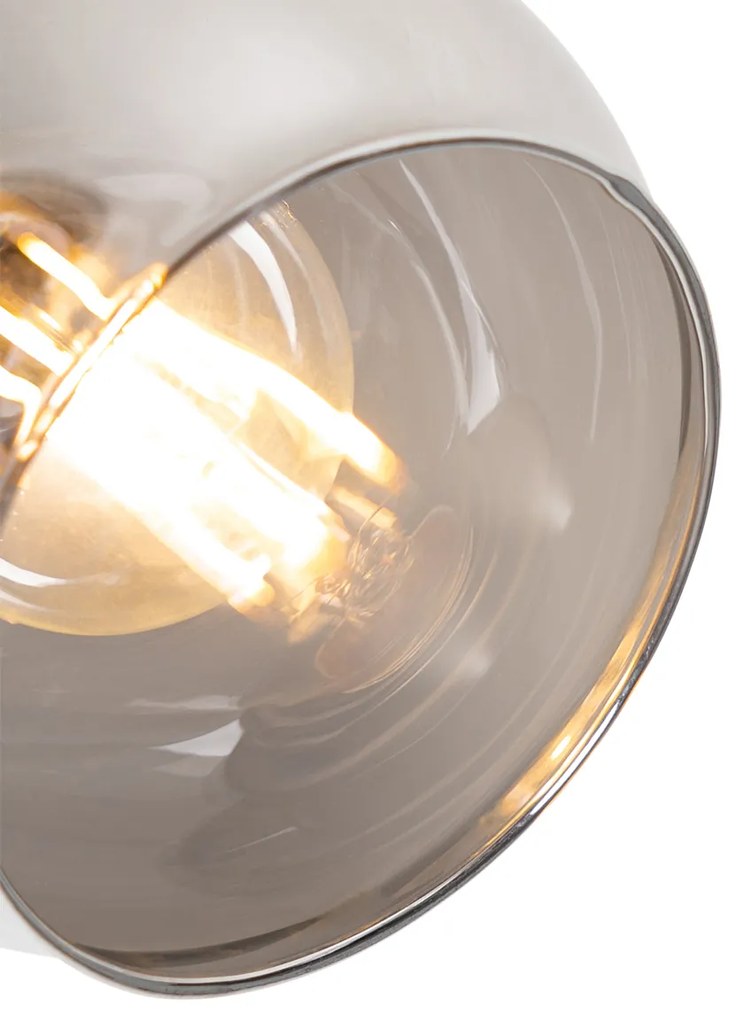 Прожектор в стил арт деко черен с димно стъкло и дърво - Vidro