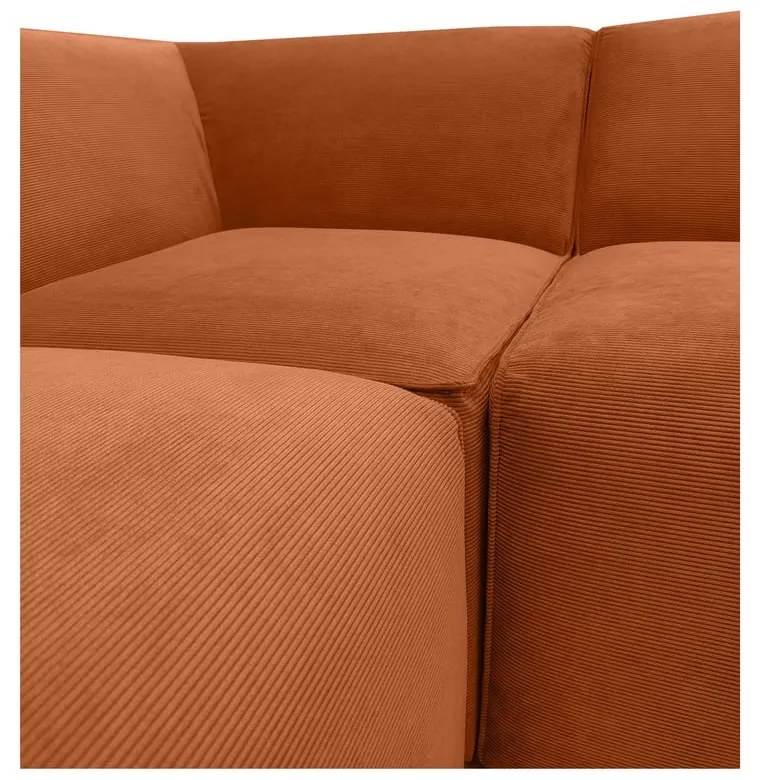 Оранжев ъглов диван от велур (десен ъгъл) Sting - Scandic