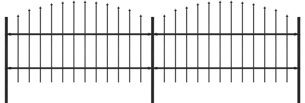 Sonata Градинска ограда с пики, стомана, (0,75-1)x3,4 м, черна