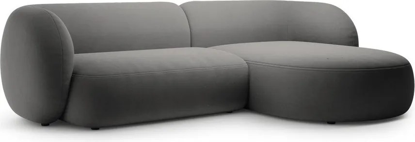 Тъмносив кадифен ъглов диван (десен ъгъл) Kate – Micadoni