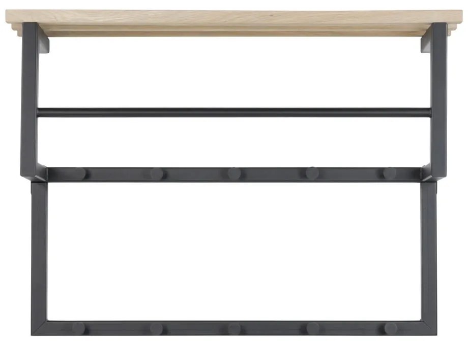 Черна/в естествен цвят метална стенна закачалка с рафт 71 cm Rizzoli – Spinder Design