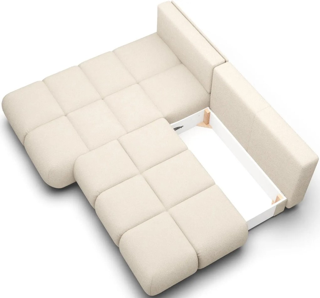 Ъглов Диван Лимо - Бежов Отворен - Ляв