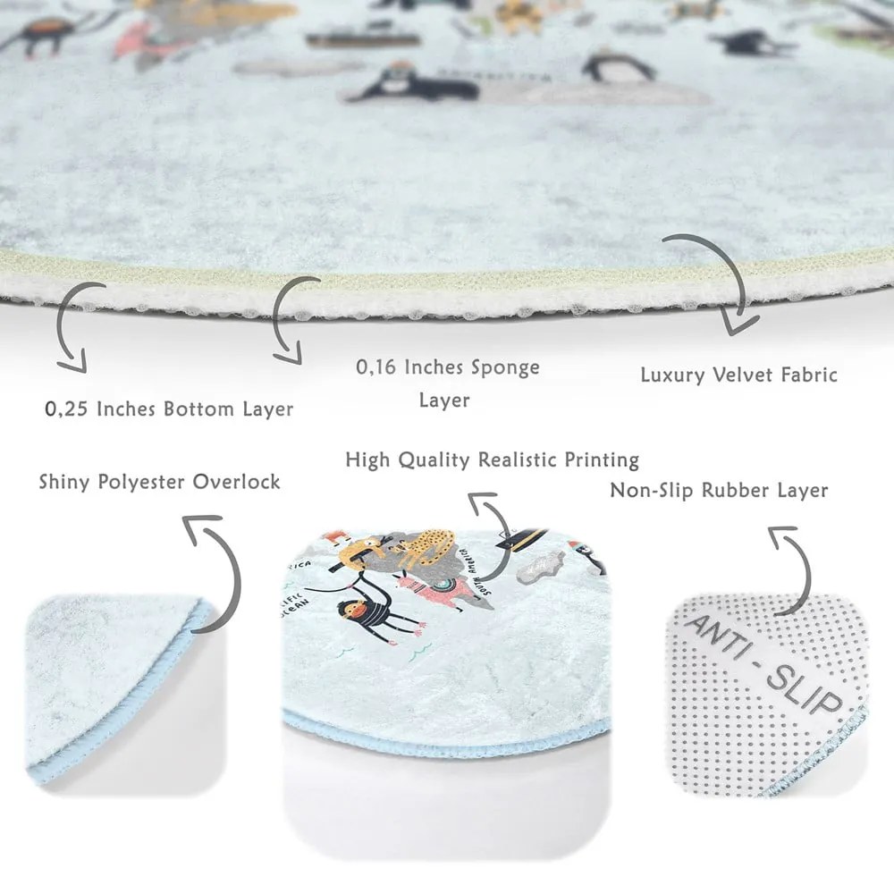 Светлосин детски килим ø 80 cm Comfort - Mila Home