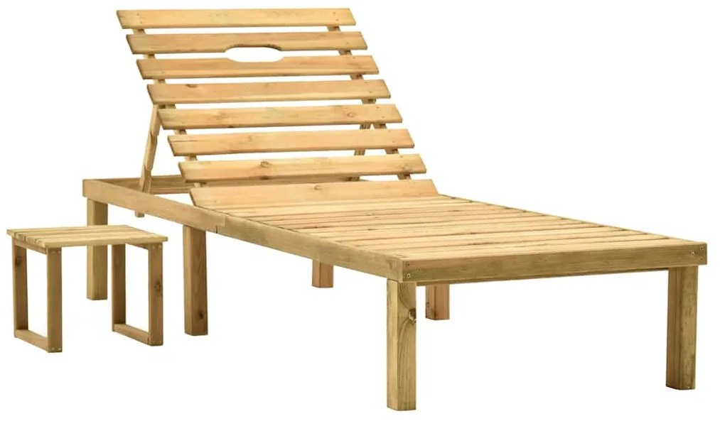 315395 vidaXL Градински шезлонг с масичка, импрегнирано борово дърво