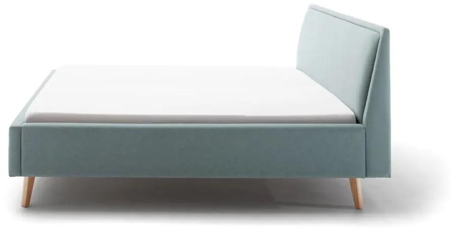Синьо-сиво тапицирано двойно легло с място за съхранение и решетка 180x200 cm Frieda - Meise Möbel