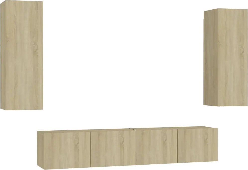 3078959 vidaXL Комплект ТВ шкафове от 4 части, дъб сонома, инженерно дърво
