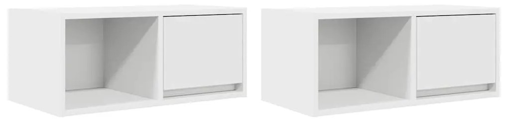 861437 vidaXL ТВ шкафове, 2 бр, бели, 60x31x25,5 см, инженерно дърво