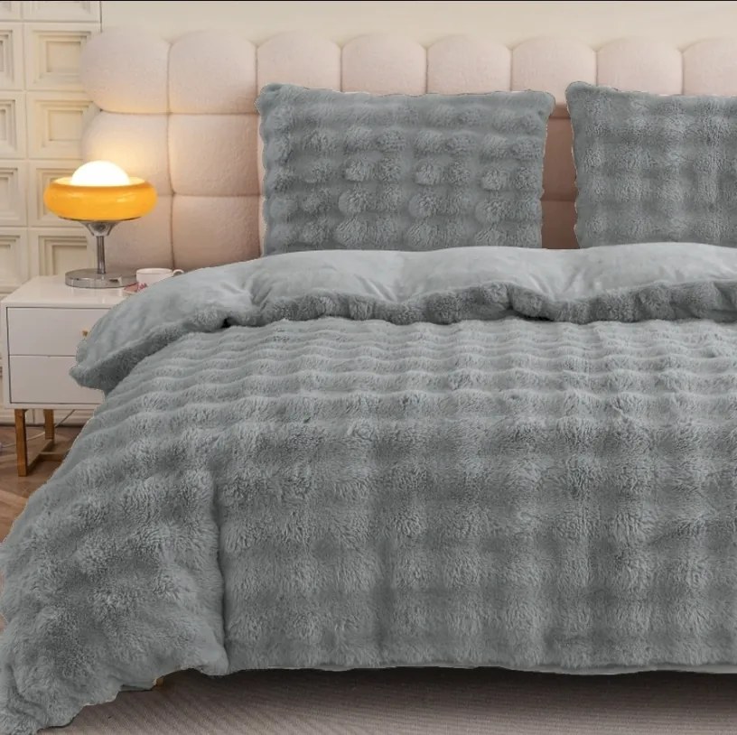 Изключително топло плюшено спално бельо - сиво 2 части: 1 бр. 140x200 + 1 бр. 70x80
