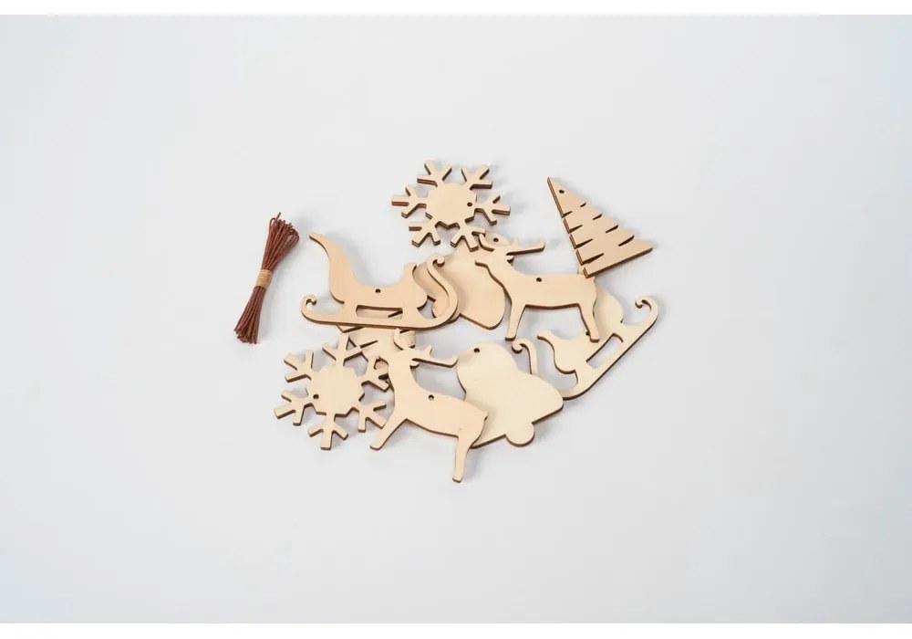 Комплект от 10 дървени коледни декорации Medium - Spira