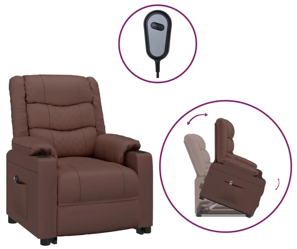 3143465 vidaXL Изправящ стол, кафяв, изкуствена кожа