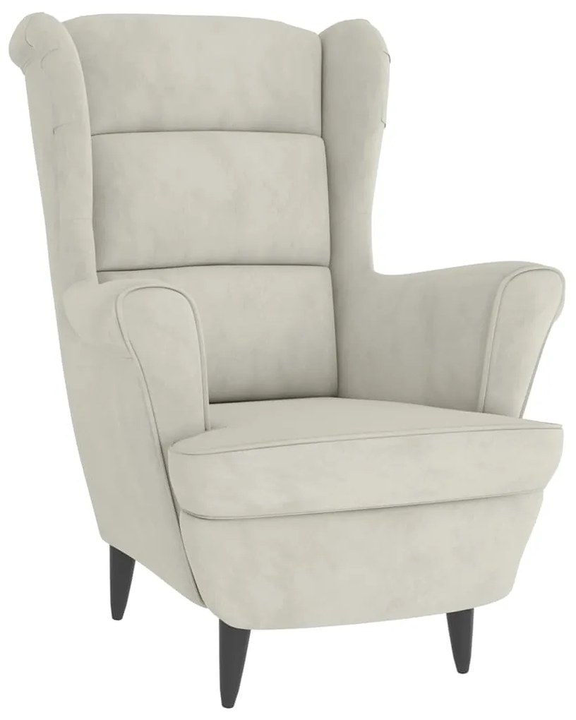 324068 vidaXL Фотьойл, кремавобял, кадифе