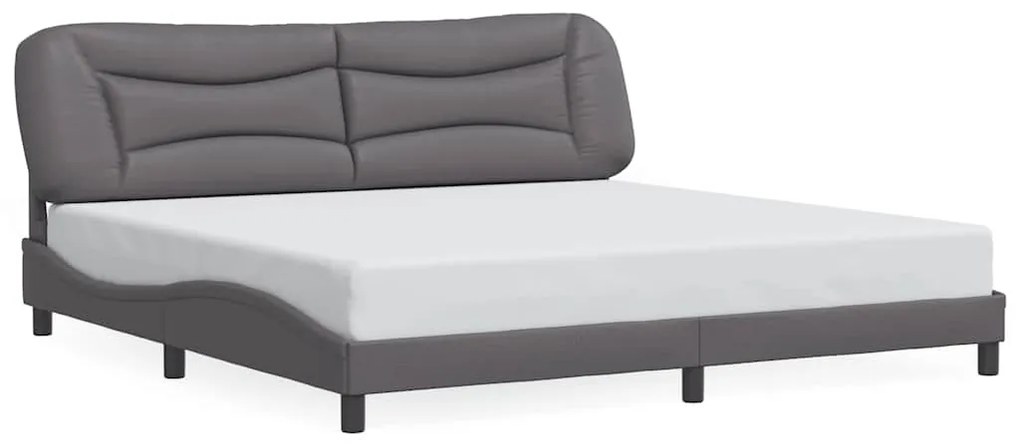 3208026 vidaXL Рамка за легло без матрак Hvar, сива, 200x200 см, изкуствена кожа