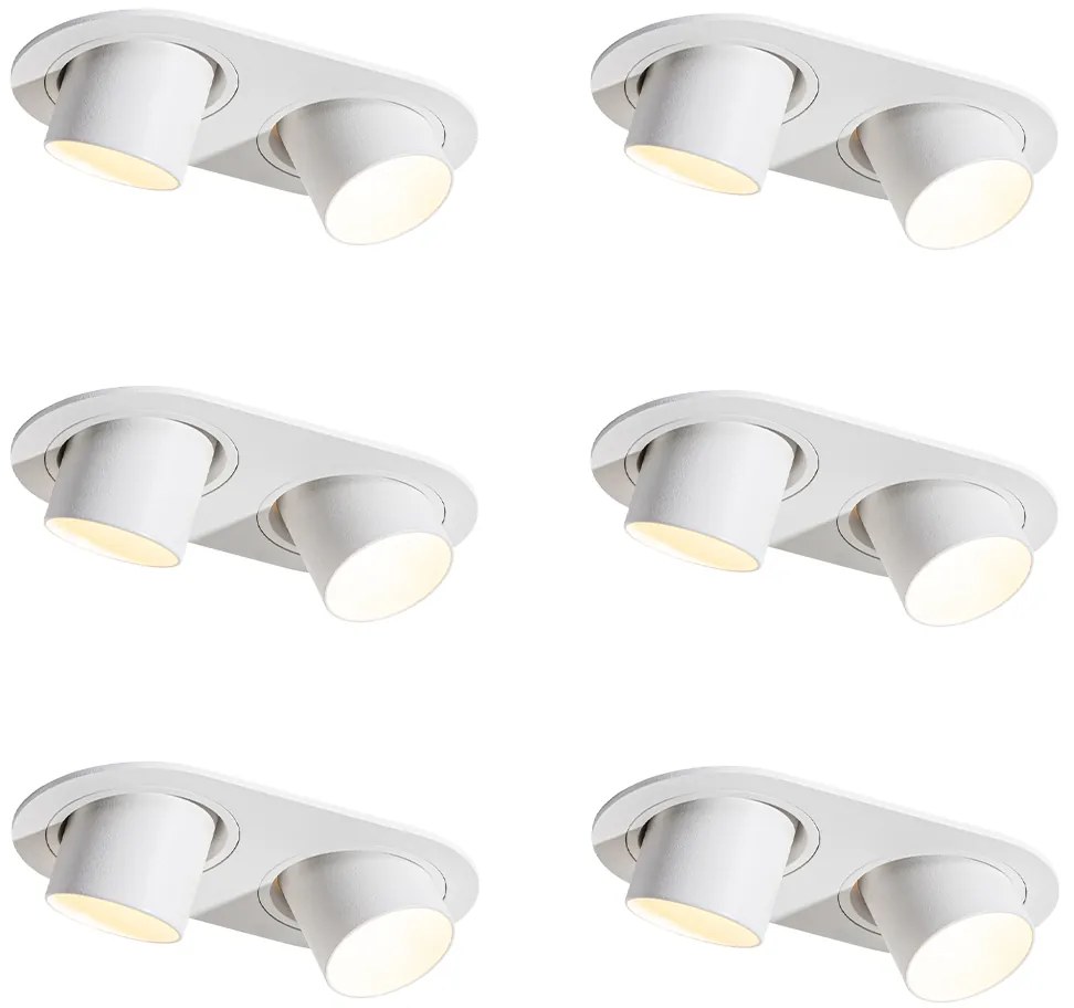 Комплект от 6 вградени спота бели GU10 35mm с наклон 2-Light - Installa