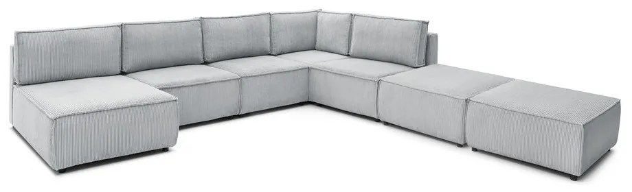 Светлосив променлив велурен U-образен ъглов диван Nihad modular - Bobochic Paris