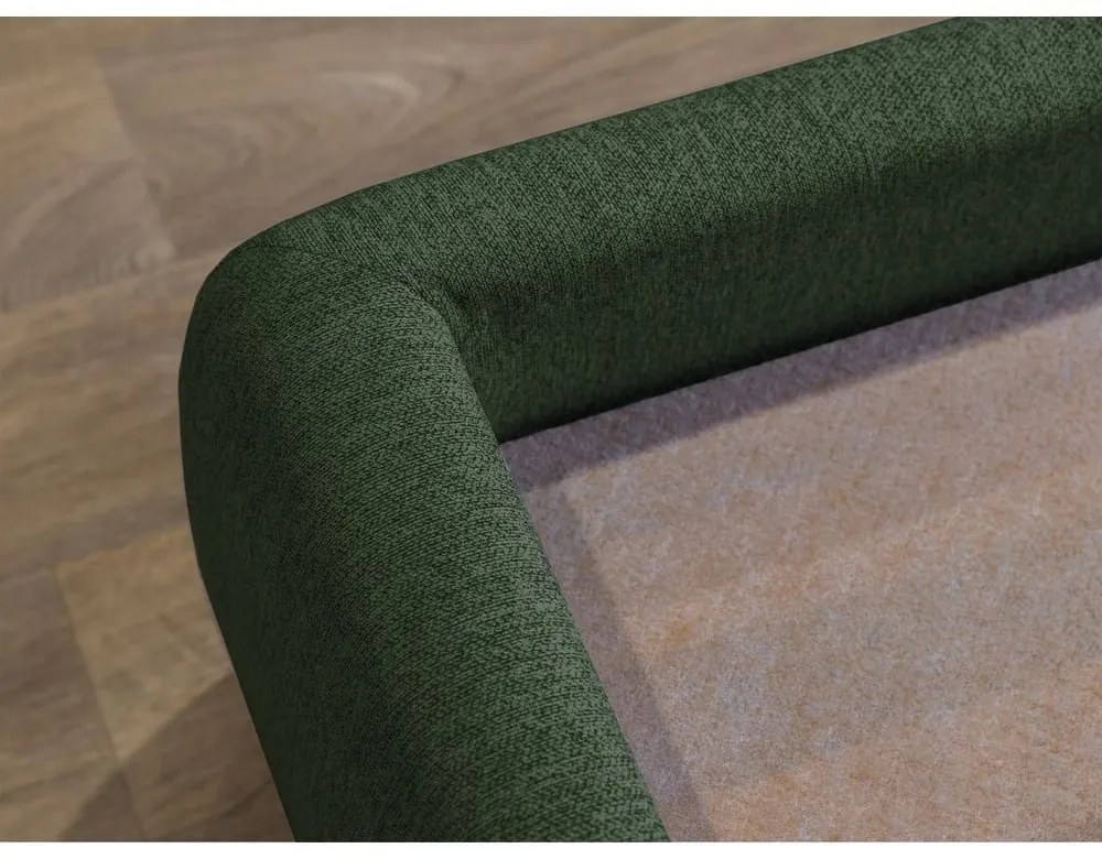 Тъмнозелено двойно тапицирано легло с място за съхранение с включена подматрачна рамка 180x200 cm Garance – Bobochic Paris