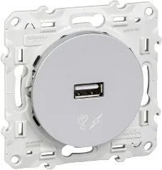 SE Розетка USB за зареждане тип A 1A 5W цвят Алуминий Odace  /до изчерпване/ - S530408