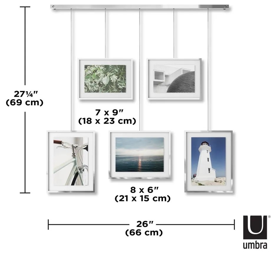 Метални рамки за стена в сребристо в комплект от 5 бр 66x69 cm Exhibi - Umbra