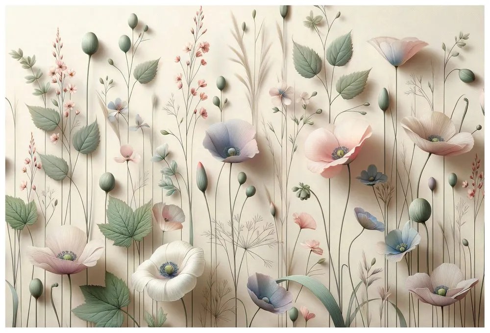 Тапет – Пастелни полски цветя