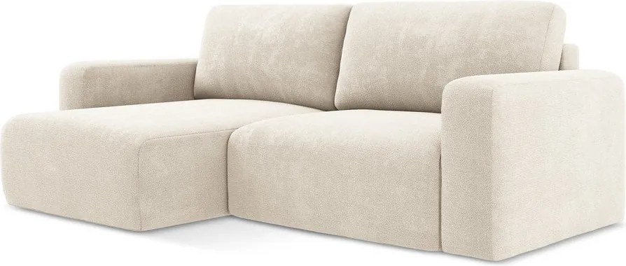 Кремав шенилов сгъваем/с място за съхранение ъглов диван (ляв ъгъл) Kona – Makamii