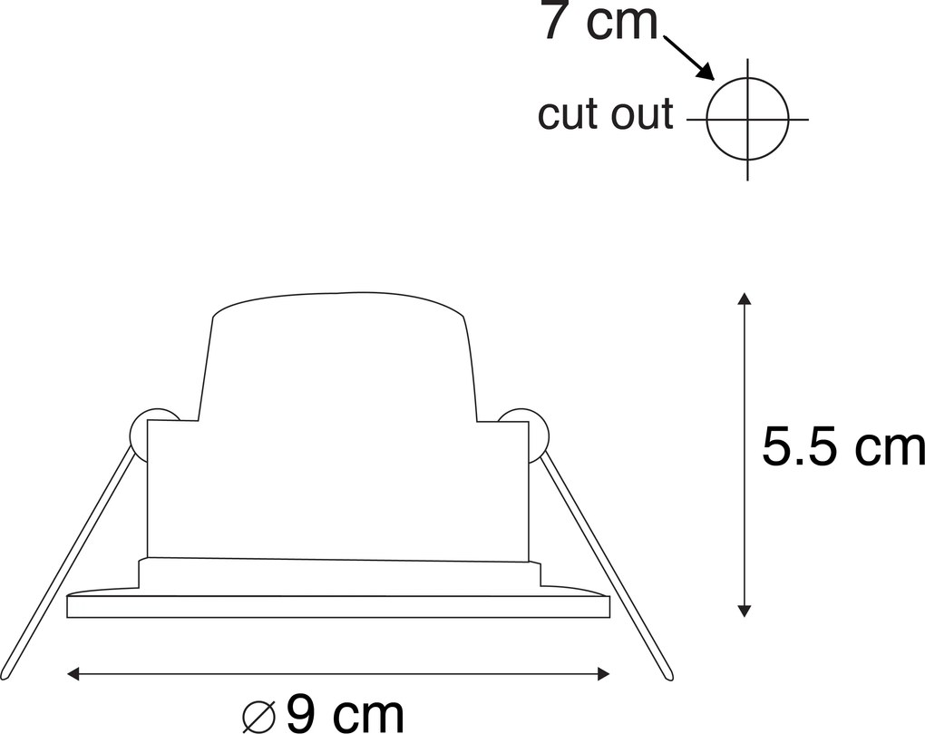 Комплект от 6 модерни вградени спота черни, включително LED 3-степенно димируеми IP65 - Blanca