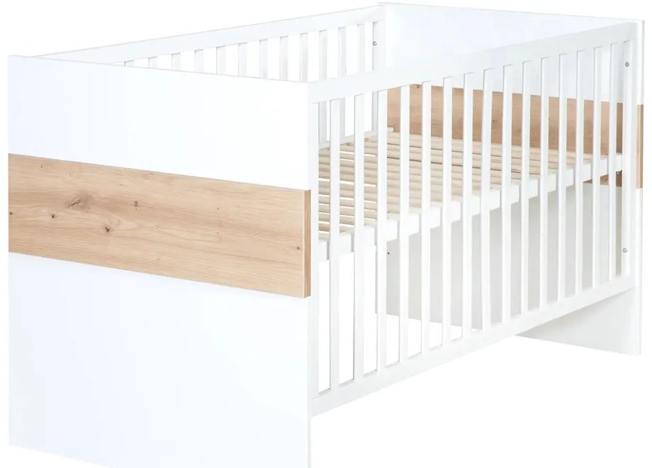 Детско легло в бял и естествен цвят 70x140 cm Lion - Roba