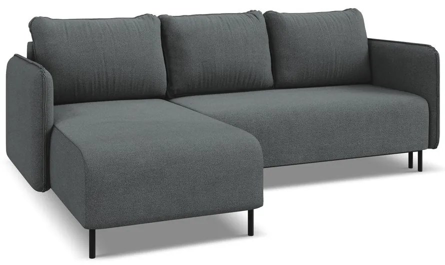 Тъмносив разтегателен ъглов диван с място за съхранение (ляв ъгъл) Luana – Makamii