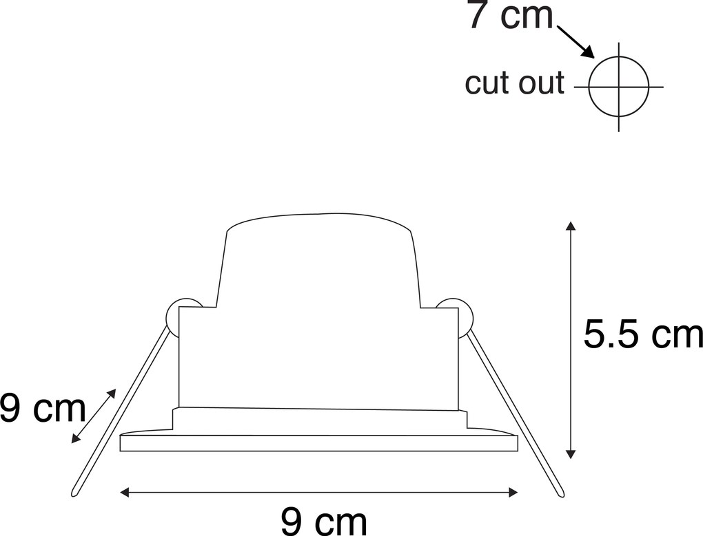 Комплект от 6 модерни вградени прожектора черни, включително LED 3-степенно димируеми IP65 - Simply