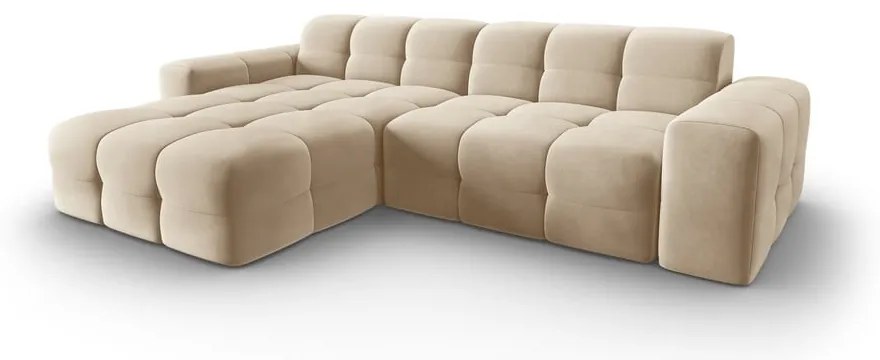 Бежов ъглов диван от кадифе (ляв ъгъл) Kendal - Micadoni Home