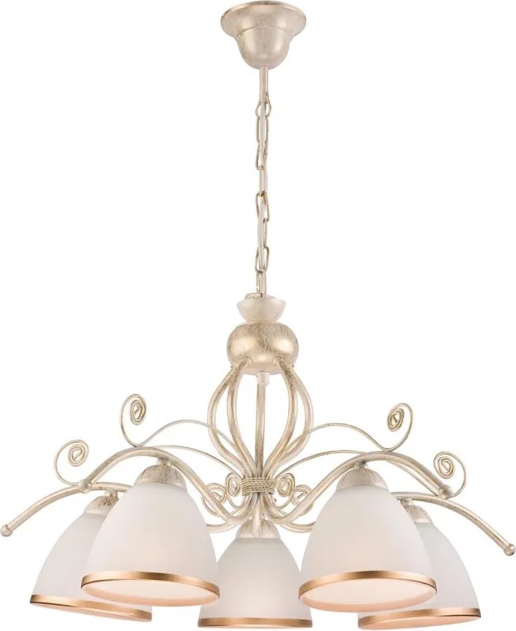 Полилей на верига RETRO II 5xE27/60W/230V бяла патина