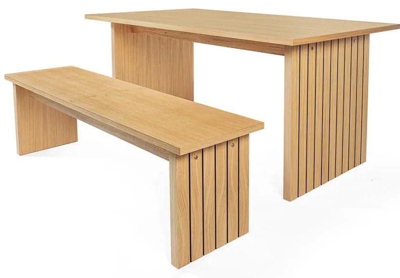 Маса за хранене с дъбов плот 90x160 cm Stripe - Woodman