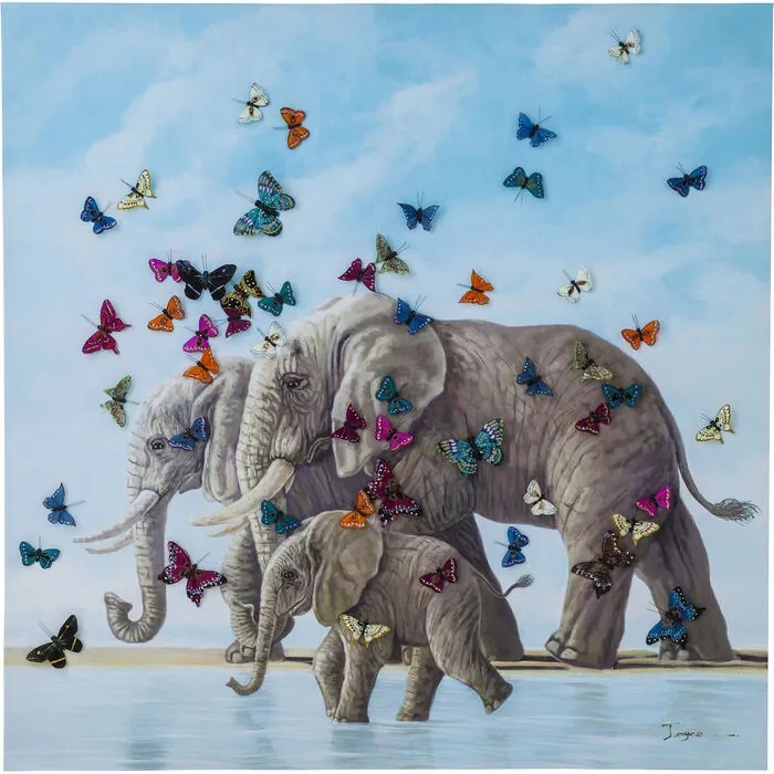 Арт.39251 Картина Elefants with Butterflies 120x120