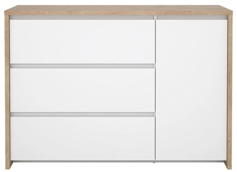 Скрин от дъбов декор в бял и естествен цвят 119x84x48 cm Next – Tvilum