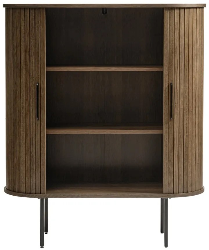 Кафяво шкафче от декор от дъб с плъзгащи се врати 100x118 cm Nola – Unique Furniture