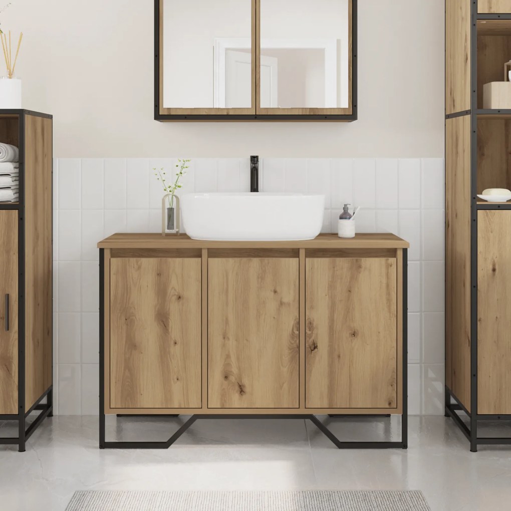 Sonata H Шкаф за мивка Масивен дъб 91x35x60 см Инженерна дървесина
