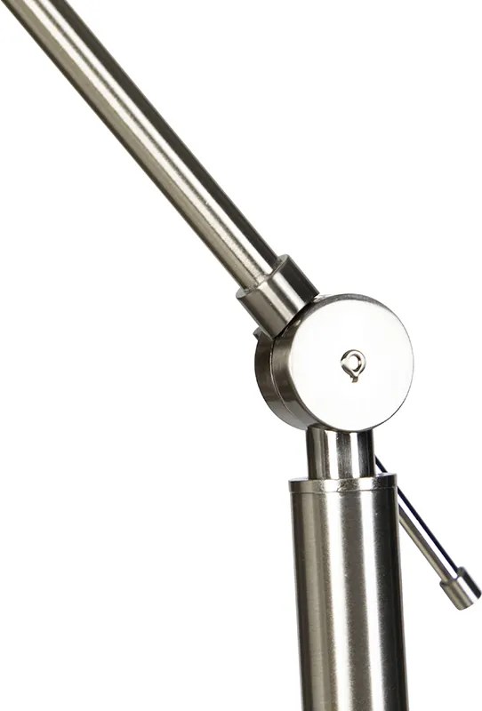 Подова лампа стоманена регулируема с черен абажур 50 см - Editor