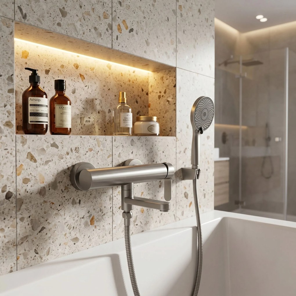 Смесител за вана Rea Arcos Brushed Nickel