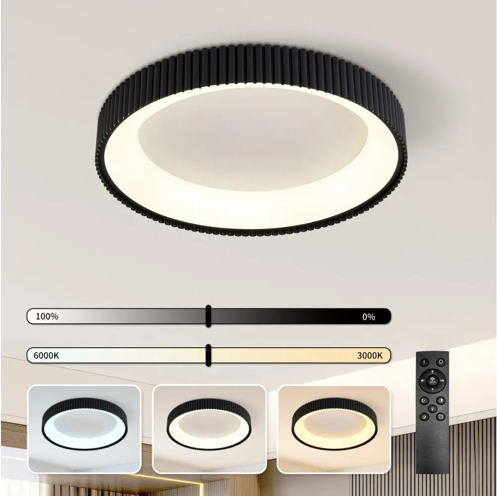 BRILAGI - Димируемо таванно LED осветително тяло FALCON MODERN, 54 W, 230 V, 60 cm, черно + дистанционно управление