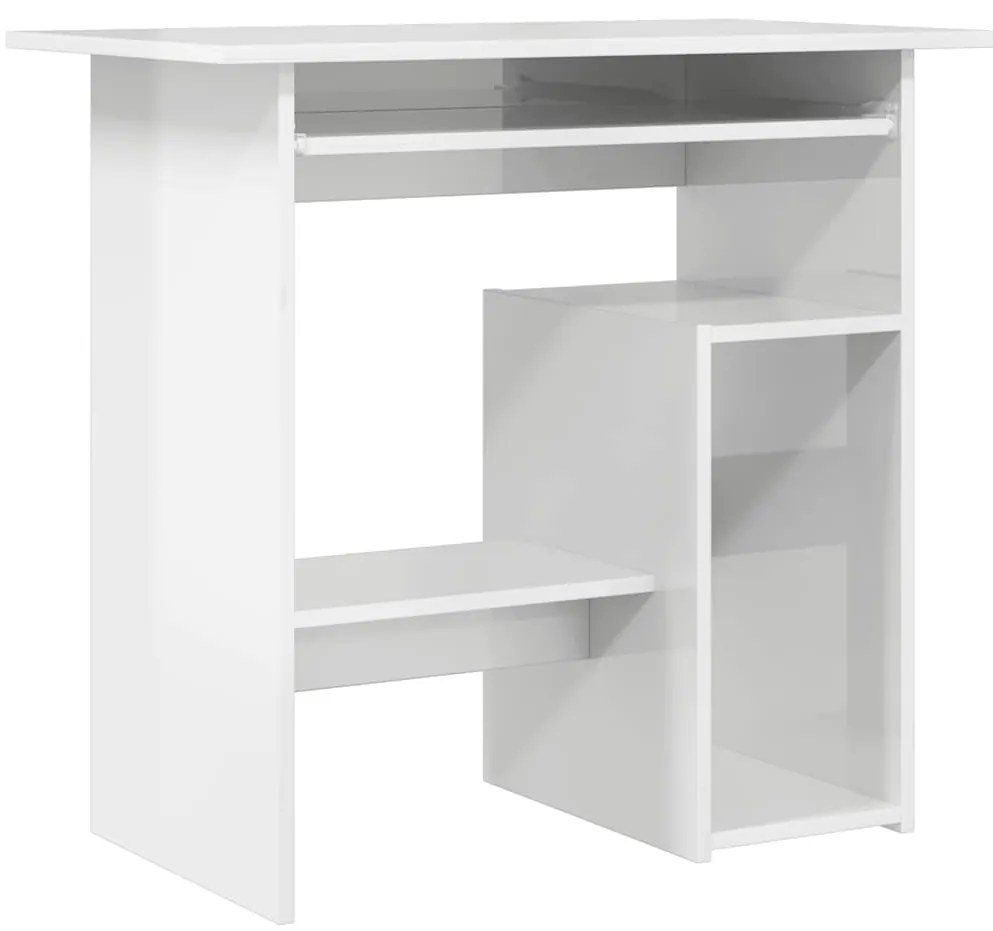 801370 vidaXL Бюро, бял гланц, 80x45x74 см, инженерно дърво