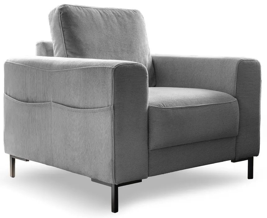 Сиво кресло от рипсено кадифе Lofty Lilly – Miuform