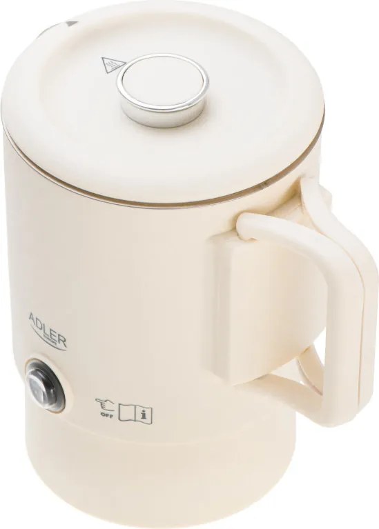Електрическа кана за туризъм Adler AD 1388b, 650W, 0.8 л, Сваляем капак, Въртяща се основа, Бежов