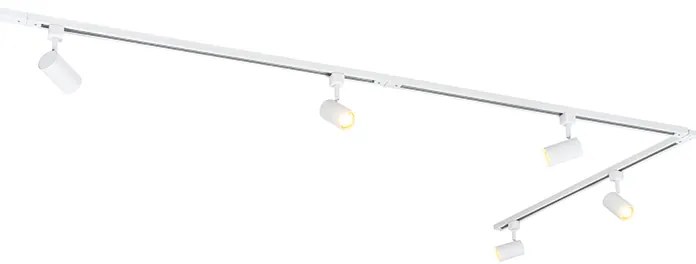 Модерна бяла 1-фазна релсова система с 5 прожектори - Iconic Jeana