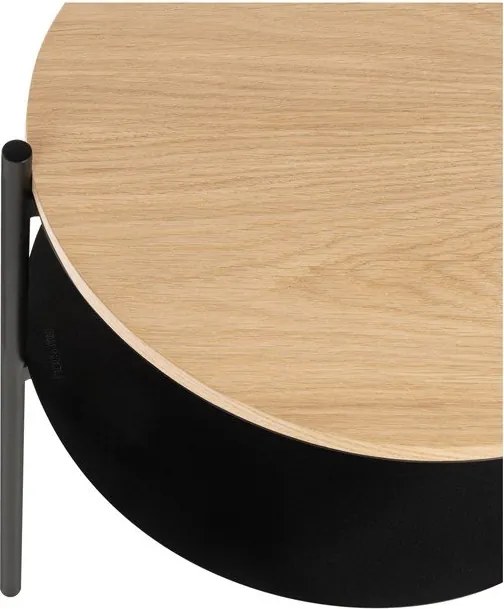 Черно/в естествен цвят нощно шкафче с дъбов плот Tu – noo.ma