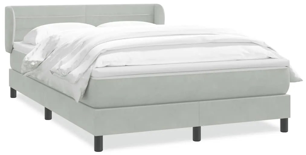 3317655 vidaXL Боксспринг легло с матрак, светлосиво, 160x220 см, кадифе