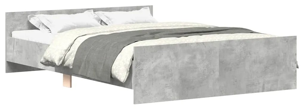 3203792 vidaXL Рамка за легло с горна и долна табла, бетонно сива, 135x190 см