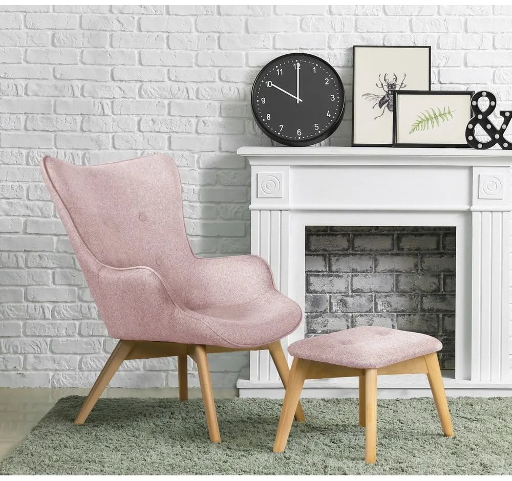 Светлорозов фотьойл с табуретка Niko – Ropez